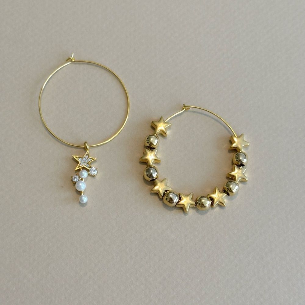 Gold Star Hoop Earrings R864